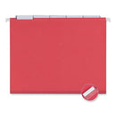 UNIVERSAL DELUXE BRIGHT COLOR HANGING FILE FOLDERS, 1/5-CUT TABS, 25/BOX,RED - Like New