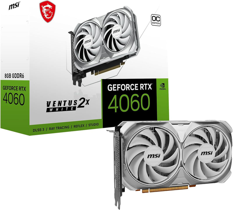 MSI Gaming GeForce RTX 4060 8GB GDRR6 (RTX 4060 Ventus 2X White 8G OC) - WHITE - Like New