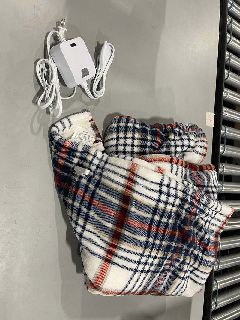 EDDIE BAUER | SMART HEATED ELECTRIC THROW BLANKET - WI-FI ENABLED - PLAID BLUE - Like New