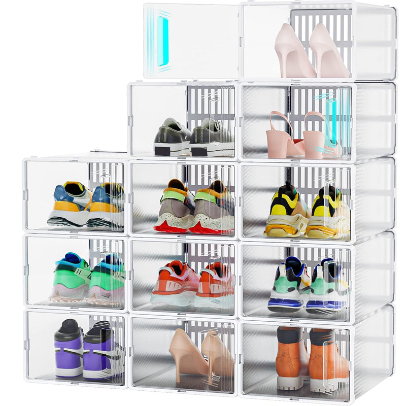 JONYJ 12 PACK SHOE ORGANIZER - WHITE - Like New