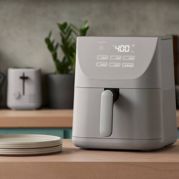 CRUXGG 6QT AIR FRYER: 1500W ELECTRIC FRYER DISHWASHER-SAFE PARTS - GRAY - Like New