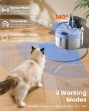 CITYFLEE CAT WATER FOUNTAIN WIRELESS STAINLESS STEEL SENSOR 3.5L/118OZ - SILVER - Like New