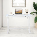 UNCAGED ERGONOMICS RISE UP GLASS ELECTRIC STANDING DESK ADJUSTABLE HEIGHT WHITE - Like New