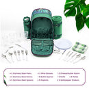 Insulated Picnic Backpack | Portable Picnic Bag | Complete Cutlery | (Green) - Brand New