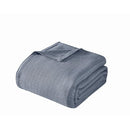VINCE CAMUTO CLASSIC 100% BASKET WOVEN COTTON FULL/QUEEN BLANKET - DUSTY BLUE - Like New