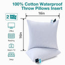 KAKABELL THROW PILLOW INSERTS WATERPROOF 16X16 SET OF 2 - WHITE - Brand New