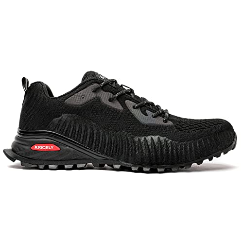 M903-2E KRICELY MEN'S TRAIL RUNNING SHOES, WIDE SIZE: 9.5 (M9.5) WIDTH - BLACK - Like New