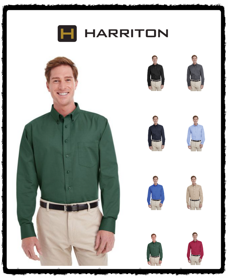 M581 Harriton Men's Foundation Long-Sleeve Twill Shirt with Teflon New