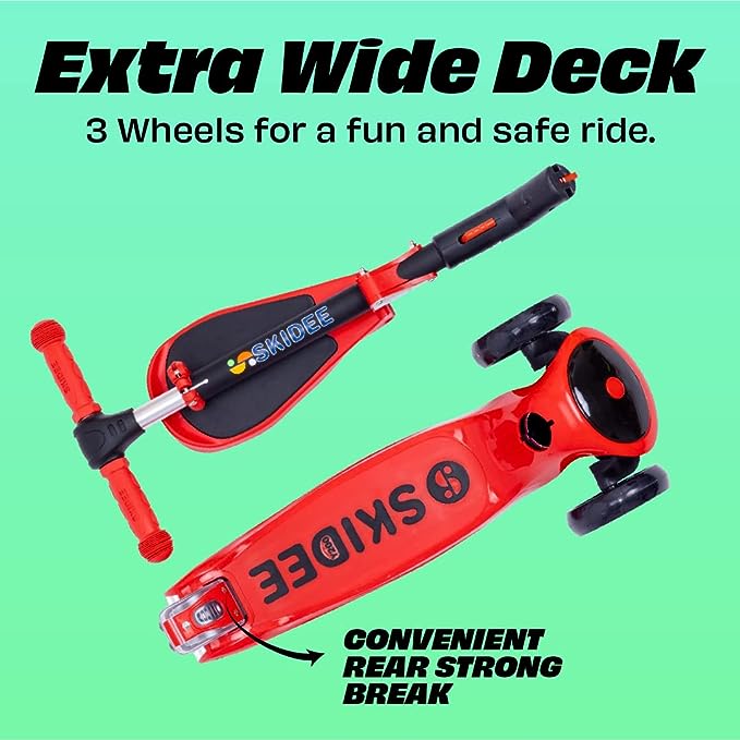 SKIDEE SCOOTER Y200 Adjustable Height Foldable Scooter Removable Seat - RED - Like New