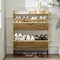 Narrow Shoe Organizer Cabinet with 2 Flip Drawers for Entryway Natural Rattan - Like New