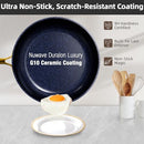 NUWAVE LUX LE 13-PC COOKWARE SET ELEGANT GOLD HANDLE DIAMOND INFUSED 31915CWT - Like New