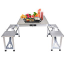 BARTONISEN FOLDING PICNIC TABLE FOLDING SEATS SUITCASE ONLY TABLE - SILVER - Like New