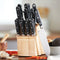 Amazon Basics 18-Piece High-Carbon Stainless Steel Pine Wood Block Set -Black Like New