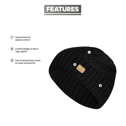 ADIDAS WOMEN'S WHITTIER BEANIE STANDARD FIT ACRYLIC KNIT SIZE WOMEN - BLACK - Brand New