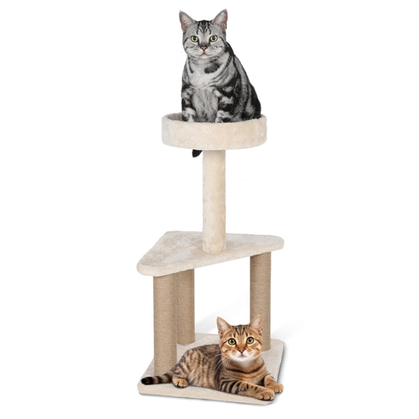 FLUFFYDREAM CAT TREE WITH SCRATCHING POST, 31.8 INCHES CAT TOWER - BEIGE - Like New