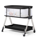 FODOSS BABY BASSINET BEDSIDE SLEEPER WITH WHEELS AND STORAGE TRAY - DARK GREY - Like New