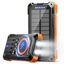 JSKEI SOLAR POWER BANK 49800MAH CHARGER WITH CABLES LED FLASHLIGHT, 15W - ORANGE - Like New