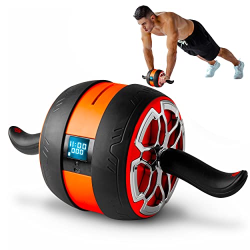 SQUATZ Digital AB Roller Wheel Ultra Wide Ab Wheel with Pilates Mat Black/Orange Like New