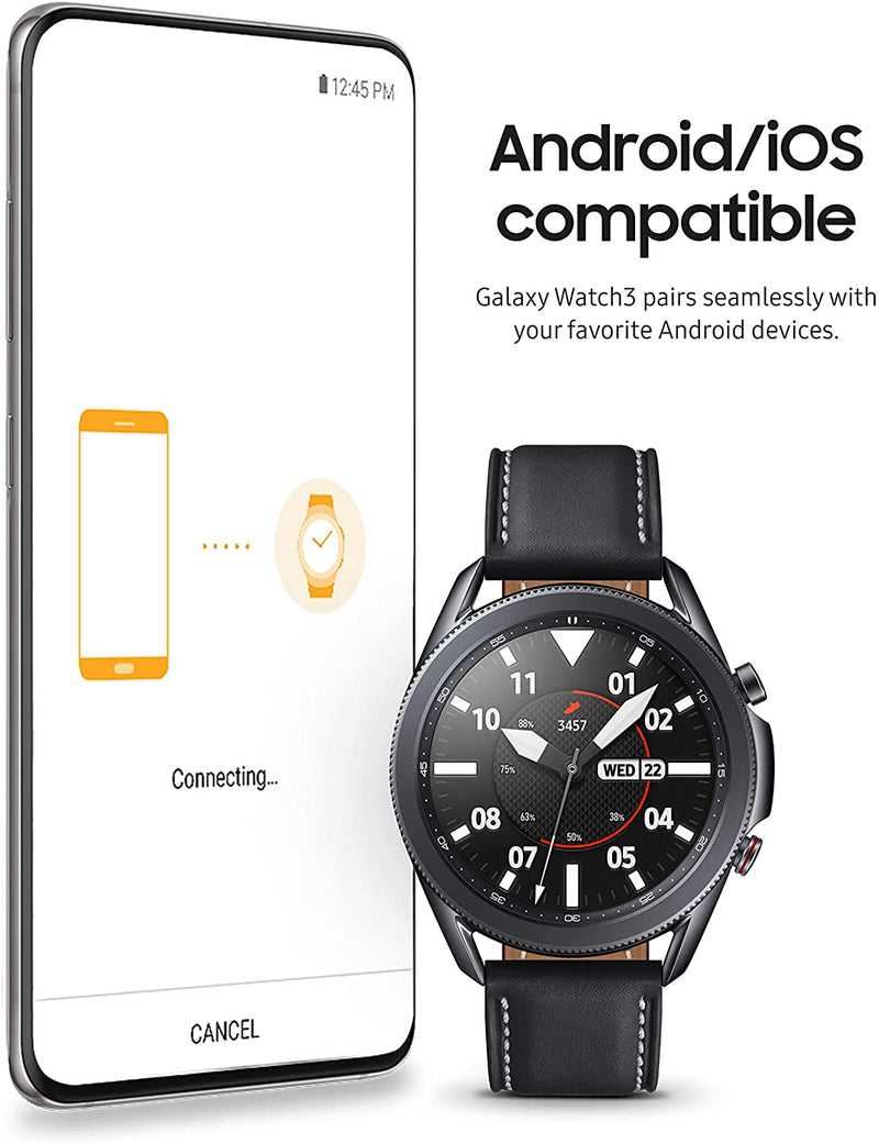 SAMSUNG GALAXY WATCH 3 45MM LTE SMARTWATCH MYSTIC BLACK SM-R845UZKAXAR - Brand New