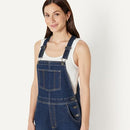 AMAZON ESSENTIALS WOMEN DENIM SHORT OVERALL DARK WASH M - Brand New