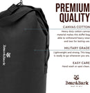 BEAR&BARK TOP LOAD DUFFLE BAG, MEDIUM CANVAS MILITARY 34X20- 55L - BLACK - Like New