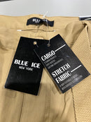 BLUE ICE NEW YORK CARGO SHORTS - SIZE: MEN 34 - KHAKI - Brand New