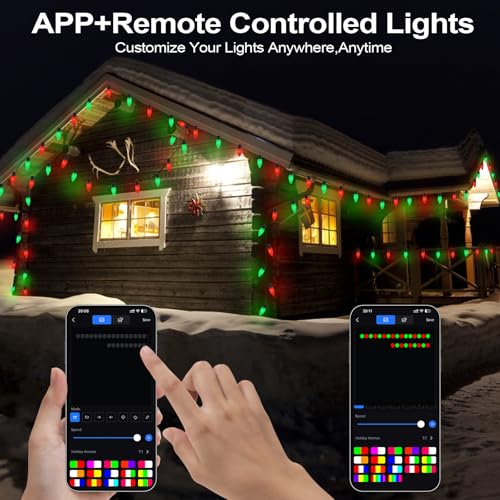 GEMECE SMART C9 CHRISTMAS OUTDOOR LIGHTS 99FT 150 LEDS RGB STRING LIGHTS - Like New