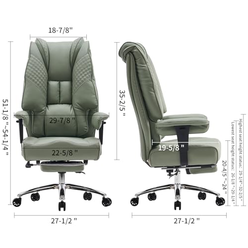 Big and Tall Office Chair 400lbs Wide Seat, (Light Green) - Like New