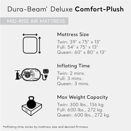 INTEX MID-RISE AIR MATTRESS BED BUILT-IN PUMP DURA-BEAM DELUXE COMFORT - GRAY - Like New