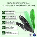 PERSEVERANX NASA GRADE RUNNING INSOLES MEDIUM ARCH SHOE INSERTS, XL, GREEN - Like New