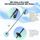5th Element Stealth 2 Ski Poles Designed Skiing Downhill Mountain 110cm - Silver - Brand New
