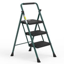 HBTOWER STEP LADDER, FOLDING STEP STOOL WITH WIDE ANTI-SLIP PEDAL - DARK/GREEN - Like New