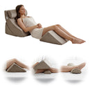 QIRROBONI 4PCS ORTHOPEDIC BED WEDGE PILLOW SET - LIGHT BROWN - Brand New