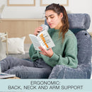 MALU READING PILLOW EXTRA LARGE ERGONOMIC PILLOW- BACK PILLOW FOR BED - GRAY - Brand New