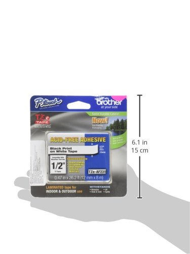 BROTHER GENUINE P-TOUCH TAPE 1/2" ACID-FREE ADHESIVE LAMINATED TZEAF231 - 2 Pack - Brand New