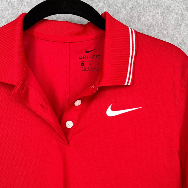 NIKE WOMENS VICTORY DRI-FIT POLO SHIRT - SIZE: WOMEN M - RED - Brand New
