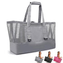 ONWANDER LARGE MESH BEACH BAG WATERPROOF BOTTOM TOTE STRUCTURED DESIGN - GRAY - Brand New