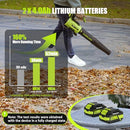 VINCHEST LEAF BLOWER CORDLESS WITH 2× 4.0AH BATTERIES AND CHARGER - GREEN - Like New