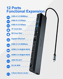 NEWQ USB C DOCKING STATION TIME STATION 12-IN-1 THUNDERBOLD 3 | 4 MONITOR - GRAY - Like New