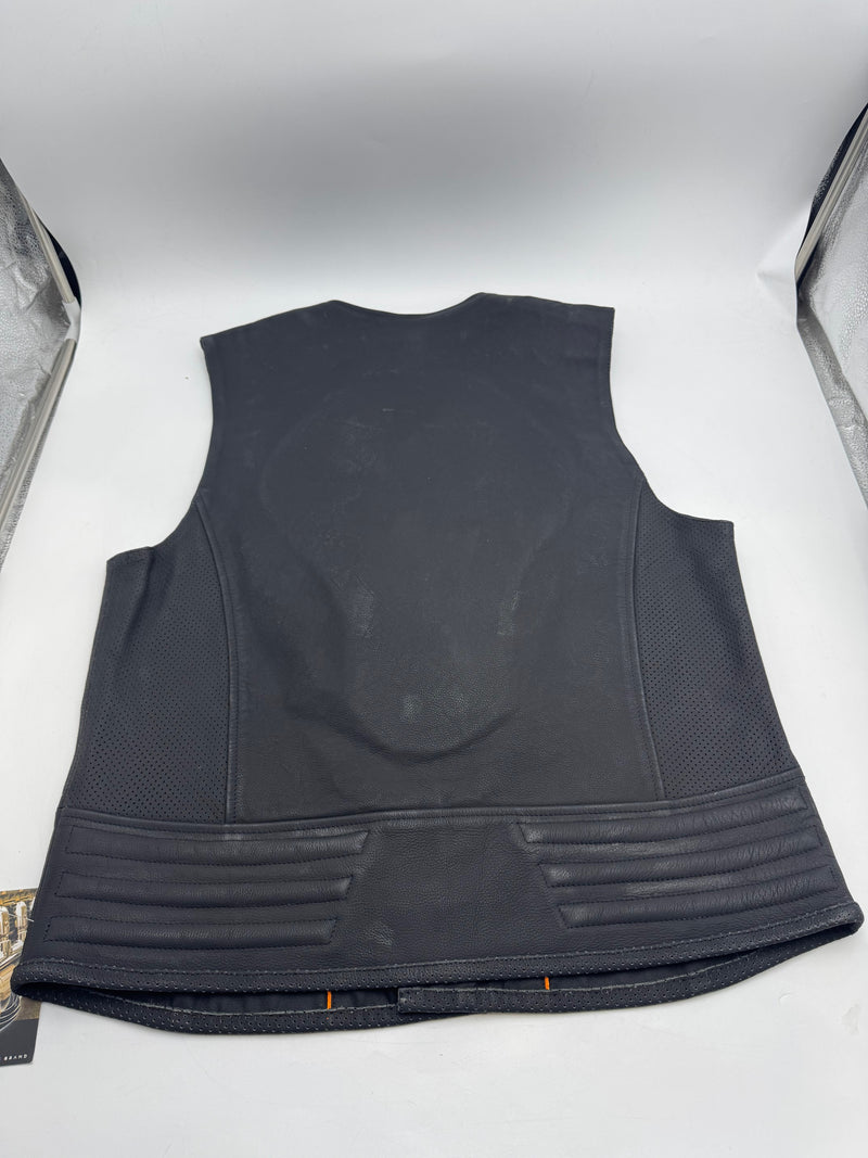 TRUE ELEMENT MENS STYLE LEATHER MOTORCYCLE VEST - SIZE: MEN XL - BLACK - Brand New