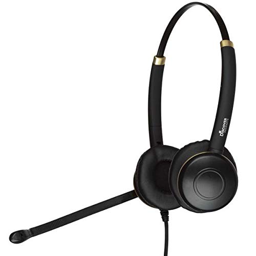Discover D712 Dual Speaker Wired Office Headset - 8541727874 - BLACK - Like New