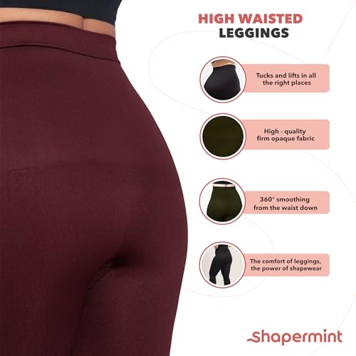 SHAPERMINT LEGGINGS FOR WOMEN TUMMY CONTROL HIGH WAISTED SHAPEWEAR WOMENS BLACK - Brand New
