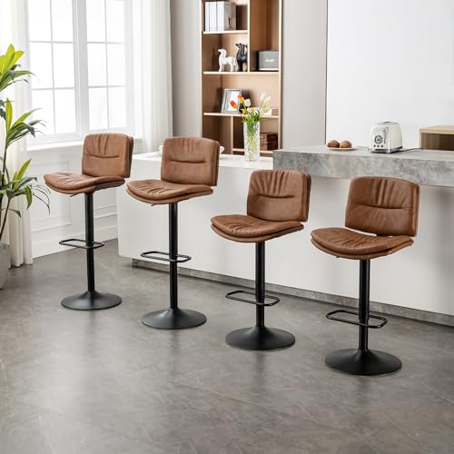 FIRAVOE SWIVEL BAR STOOLS SET OF 4, COUNTER HEIGHT BARSTOOLS FOR KITCHEN BROWN - Like New
