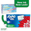 EXPO 86002 SANFORD EXPO LOW ODOR DRY ERASE MARKER FINE POINT RED BOX OF 12 - Brand New
