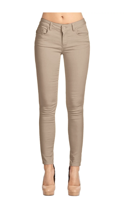 2Luver Women's Stretchy 5 Pocket Skinny Color Uniform Pants 9/10 - Khaki New