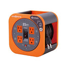 LINK2HOME CORD REEL 25 FT. EXTENSION CORD 4 POWER OUTLETS EMR210-25UL - ORANGE - Like New