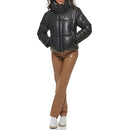 LEVI'S WOMEN'S VEGAN LEATHER QUILTED SHORT PUFFER JACKET - WOMEN M - BLACK - Brand New