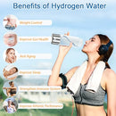 HYDROGEN WATER BOTTLE, PORTABLE HYDROGEN WATER GLASS BOTTLE, 420ML - CLEAR/SS - Like New