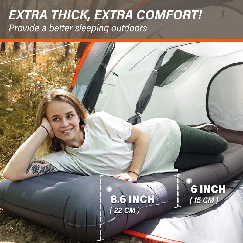TOBTOS Inflatable Camping Pillow Thick 6 Inch Ultralight Sleeping Pad LG70 - Like New