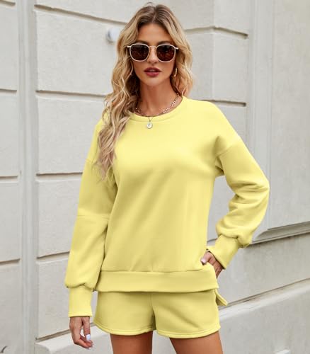 FKEEP WOMEN 2 PIECE OUTFITS SWEATSUIT SWEATSHIRT FALL CLOTHES WOMEN M - YELLOW - Brand New